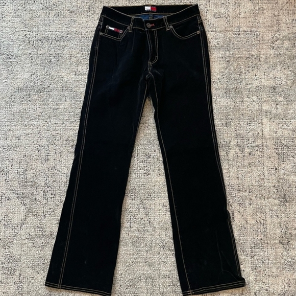 Tommy Hilfiger Denim - 🖤 VTG Tommy Hilfiger Black Velvet Flare Jeans Y2K Bootcut Sz 7